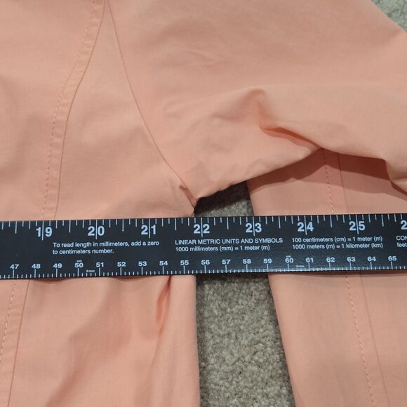Talbots Coral Orange Rain Jacket Coat Full Zip Drawstring Pockets Lined Large - Picture 15 of 16